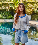 By Together Taupe & Blue Beach Cardi
