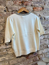 Astrid Cream Bejeweled Collar Sweater