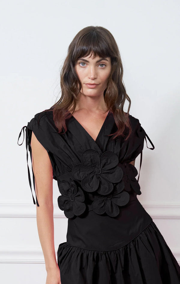 Ciebon Rio Black 3D Flower Top