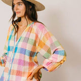 Sunshine Tienda Rainbow Plaid Cleo Dress