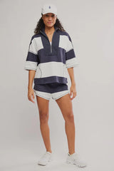 Free People Retro Rugby Set Midnight Navy