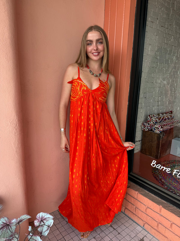 Embellished Orange Ariel Maxi