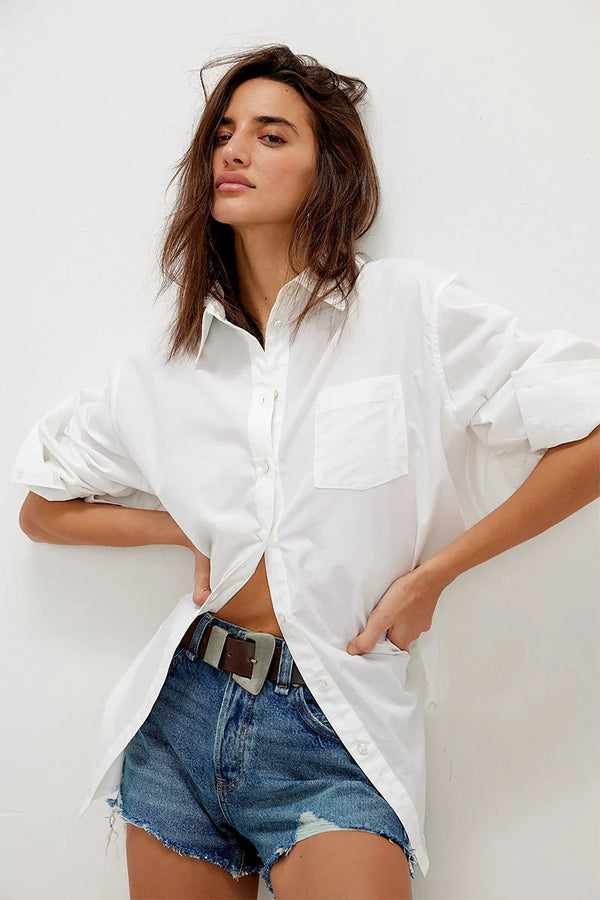 Free People Sabine White Button Up