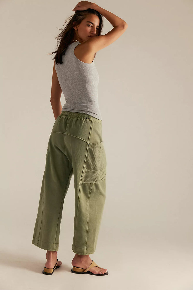 Free People Jet Set Pull on Pant in Oil Green