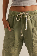 Free People Jet Set Pull on Pant in Oil Green