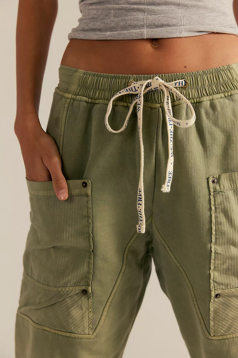 Free People Jet Set Pull on Pant in Oil Green