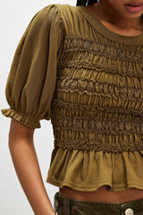Free People Maxey Knit Top Calvary Green