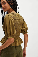 Free People Maxey Knit Top Calvary Green