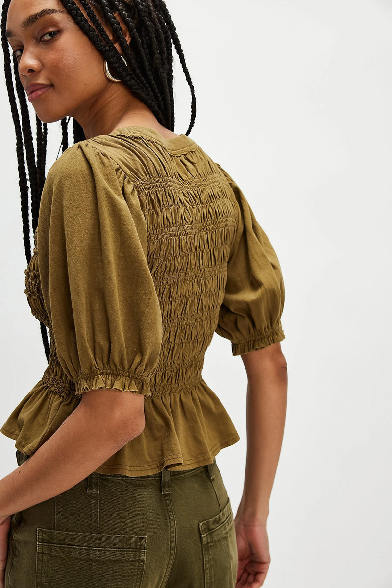 Free People Maxey Knit Top Calvary Green