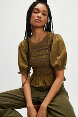 Free People Maxey Knit Top Calvary Green