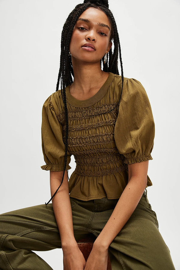 Free People Maxey Knit Top Calvary Green