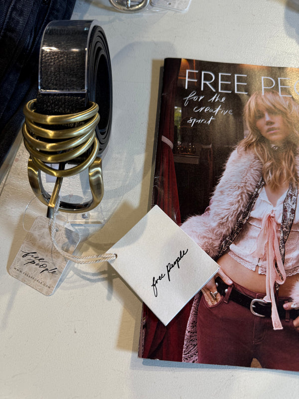 Free People Rori Leather Belt Black