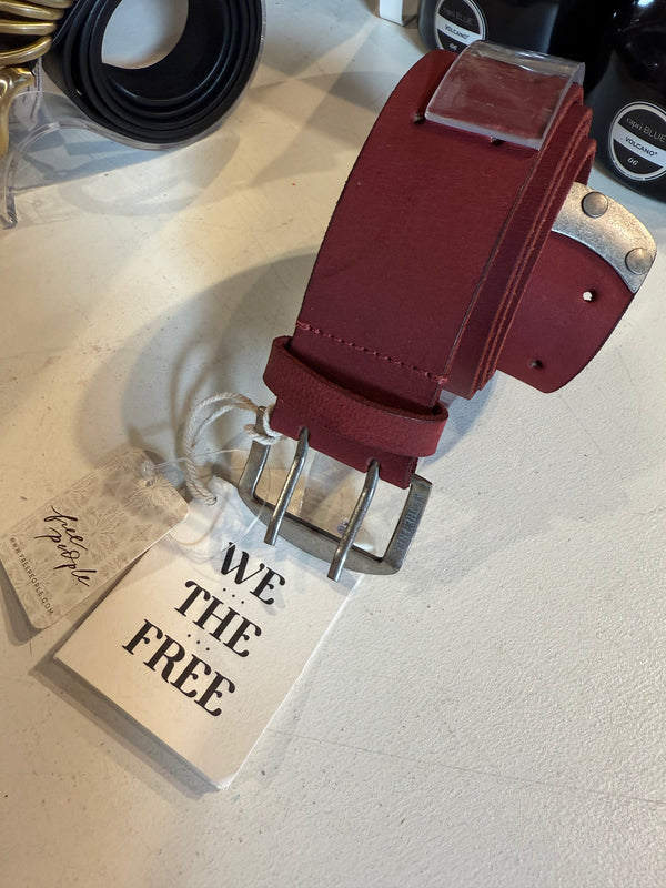 Free People WTF Double Cross Belt Crimson