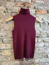 Astrid Wine Turtleneck Tank