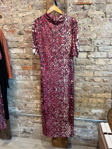 Astrid Wine Animal Print Dress