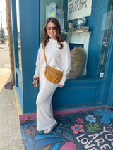 Knit Cozy Flared Pant Ivory