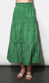 Greylin Ulyssa Button Front Embroidered Midi Skirt