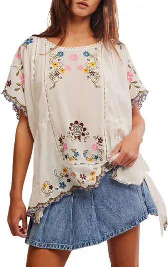 Free People Danielle Embroidered Top