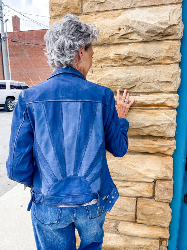 Sunny RF Blue Leather Jacket