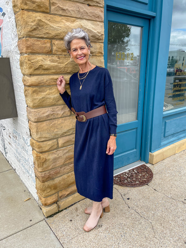 Navy Maxi Sweater Dress