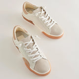 Zina White/Tan Leather Tennis Shoe