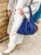 Hannah's Navy Braided Slouch Purse