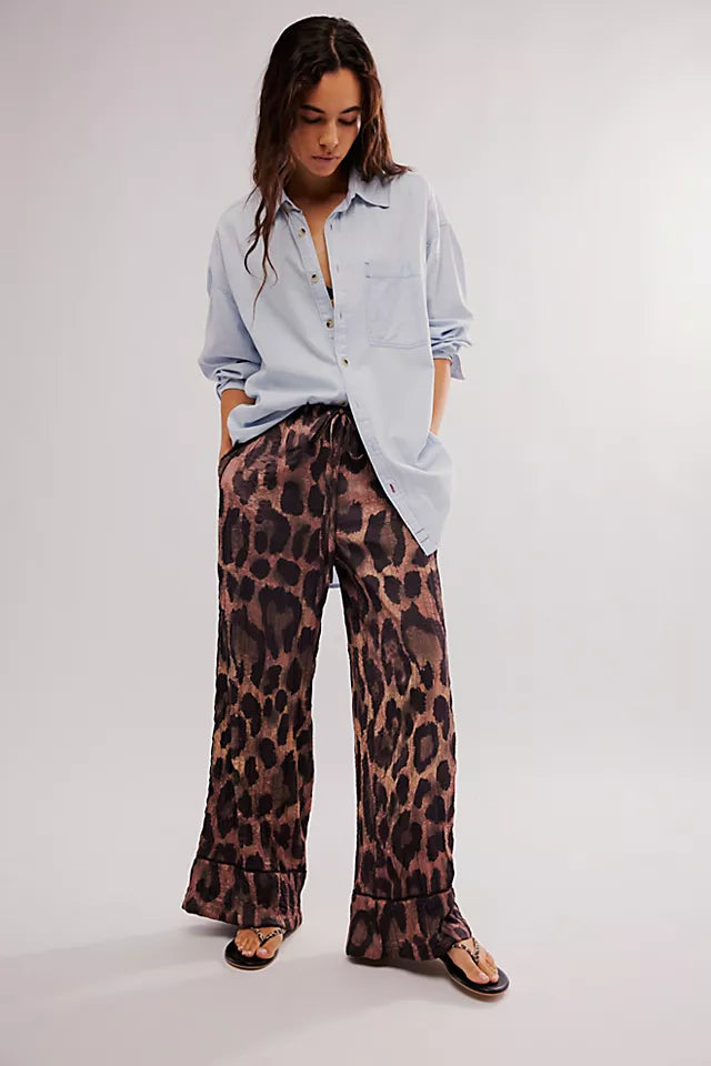 Free People All About Leopard Satin Pant