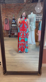 Briton Court Charlie Maxi Dress Strawberry Waves