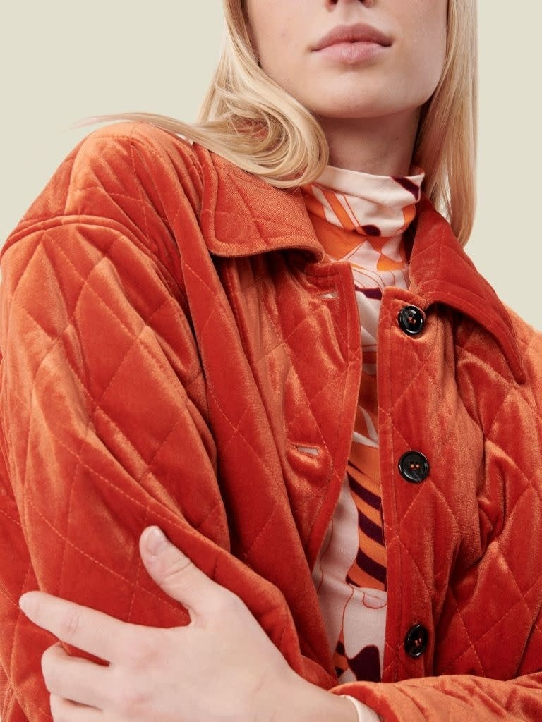 Laia Orange Velvet Coat