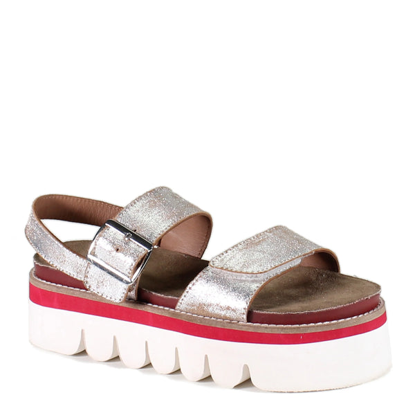 Silver & Red Roly Poly Sandal