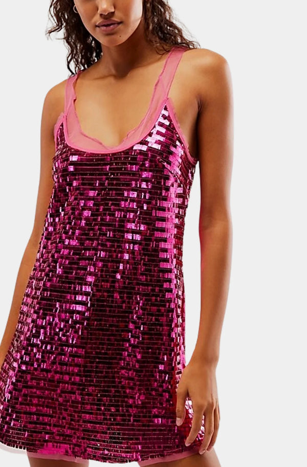 Disco Fever Pink Mini Dress