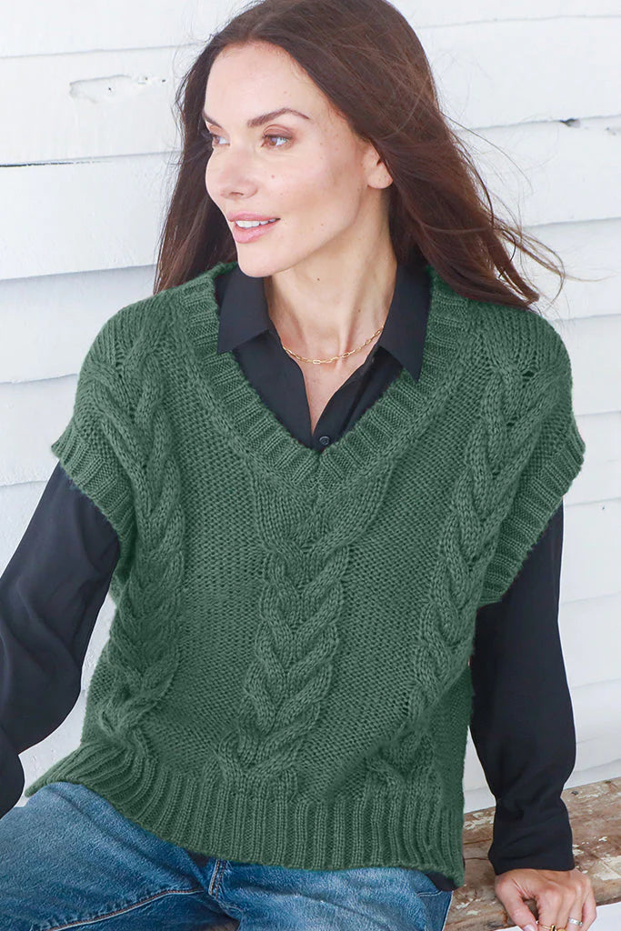 Fiona Cable Vest Green