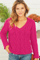 Cobblestone Cable Hot PInk Sweater