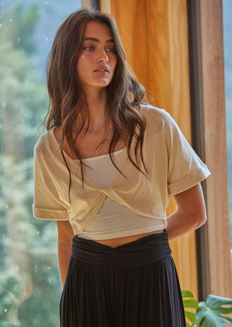 Cropped Cross T-shirt /Bone